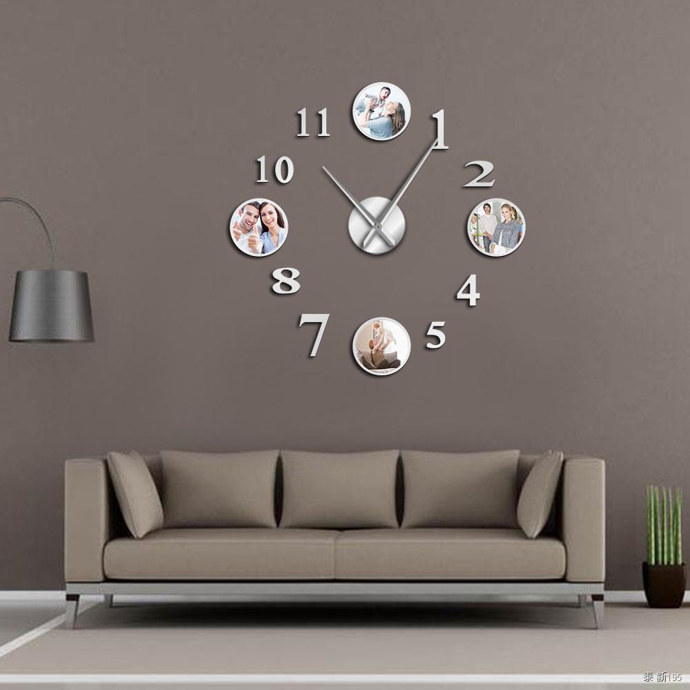 Photo Picture Frameless DIY Large Mute Wall Clock Custom Photo Decorative Living Room Family