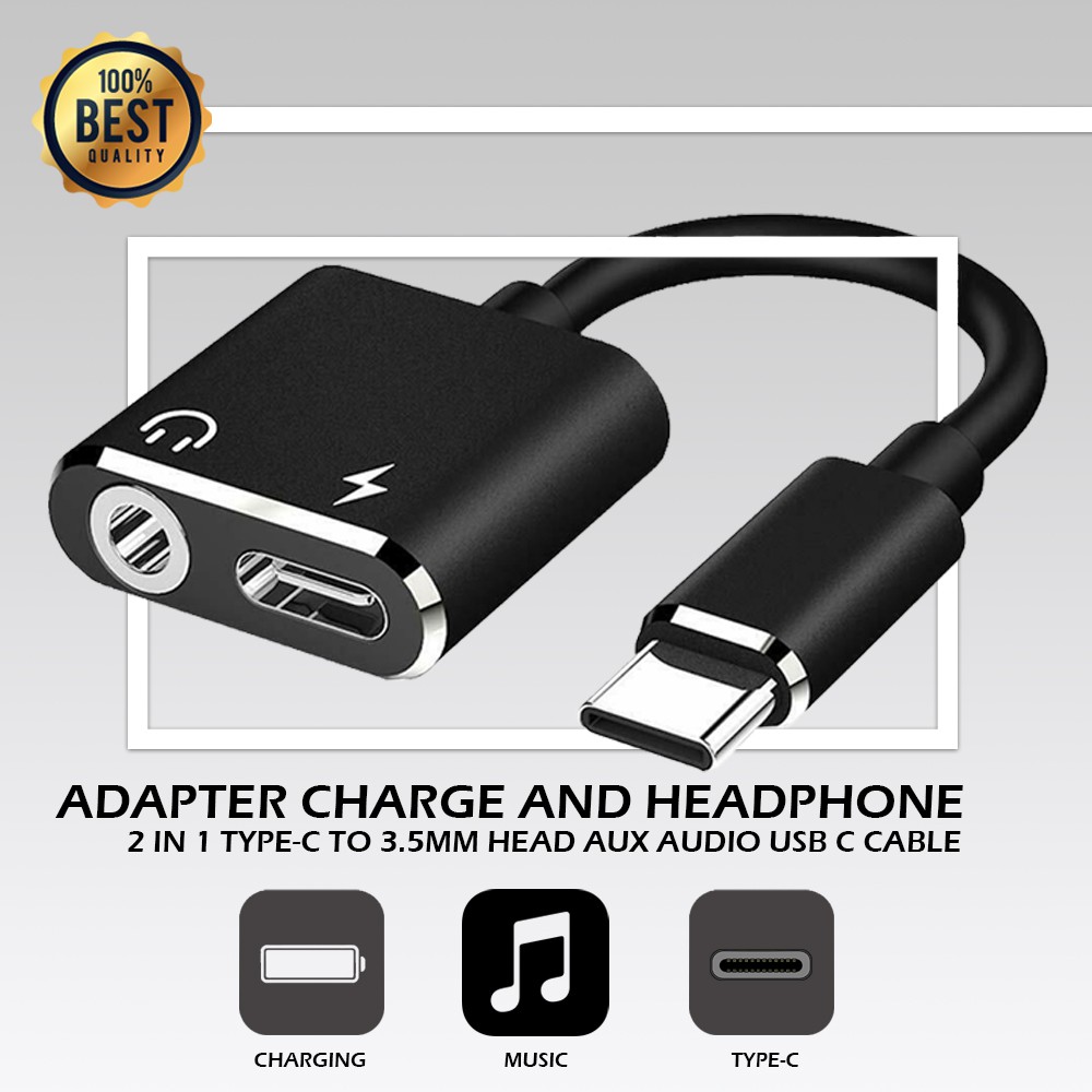 USBC Type C To 3.5mm Aux Audio Cable Charging Cable Adapter Headphone