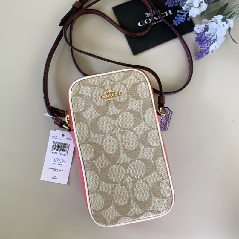 COACH NorthSouth Zip Crossbody In Signature Canvas With Heart Floral