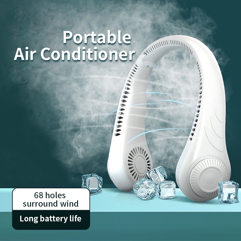 Portable Neck Fan Electric Fan Rechargeable USB Leafless Air