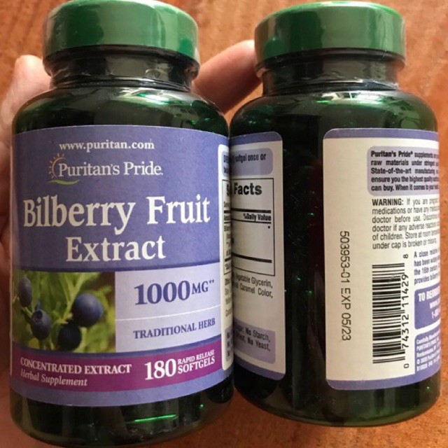 Puritan’s pride Bilberry Fruit 1000 mg 180 เม็ด Shopee Thailand