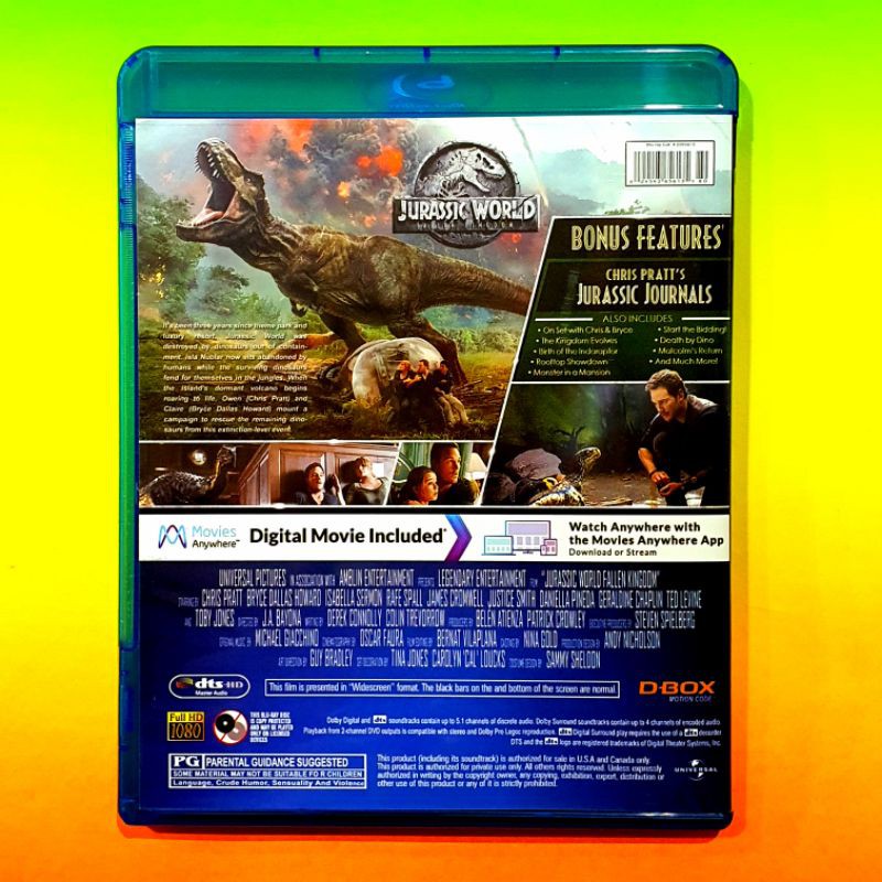 Jurassic WORLD FALLEN KINGDOM BLU RAY FILM Cases ฟิล์มไดโนเสาร์