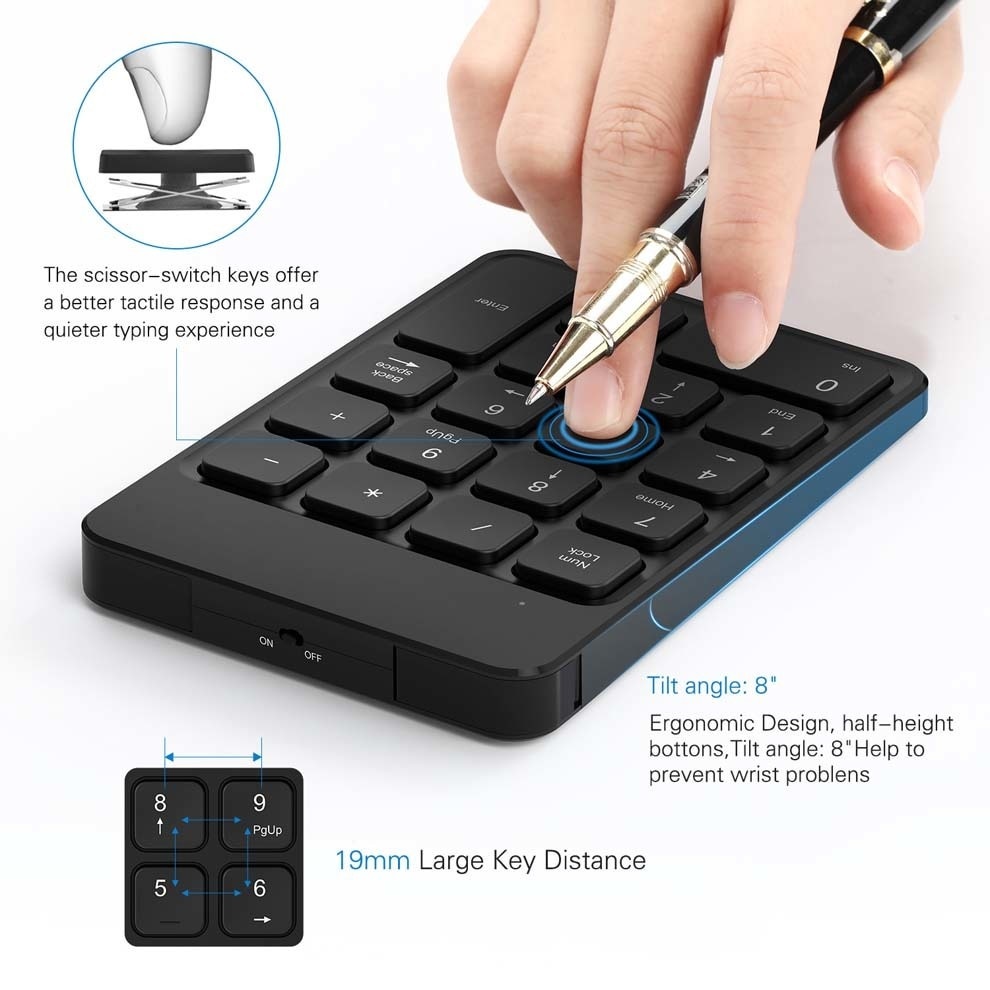 Jelly Comb 2.4GHz USB Numeric Keypad and Mouse Rechargeable Wireless Number Pad and Mouse Combo