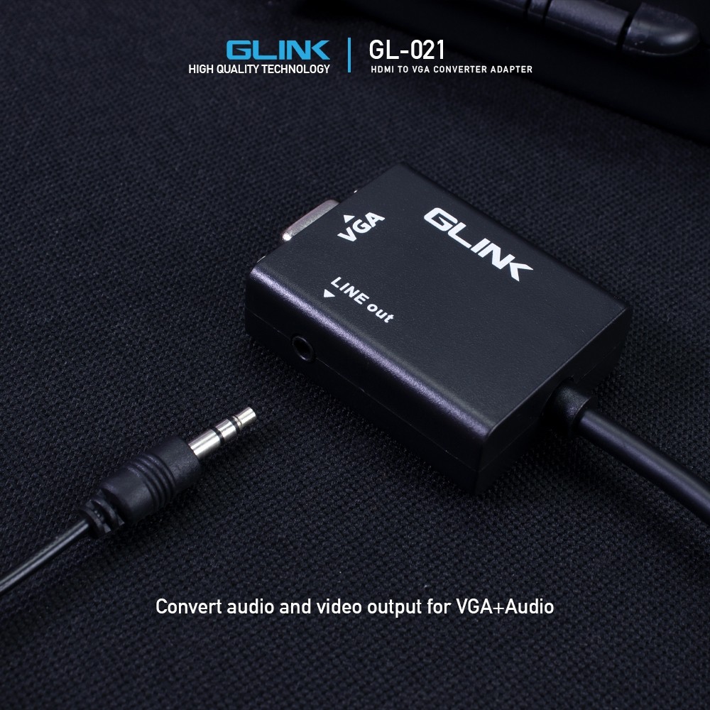 ⚡GLINK HDMI TO VGA (GL021)???? ตัวแปลง HDMI(M) to VGA(F) พร้อม Audio