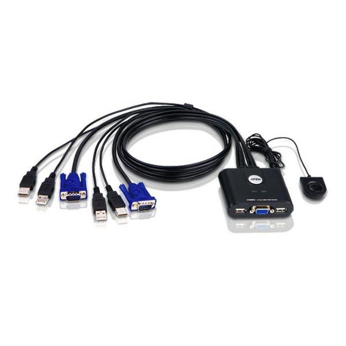 เครือข่าย Aten Cs 22 U 2 พอร์ต Usb Kvm. BuitIn 0.39 เมตรสายเคเบิ้ล
