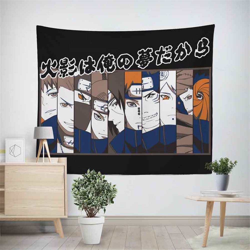 ผ้าม่าน ขนาดAnime Characters Blanket Tapestry Wall Background Tapestries Bedroom Bedspread Throw