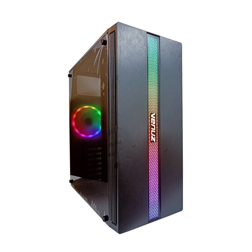 VENUZ ATX Computer Case VC1721ไฟ RGBประกัน 1ปีไฟปรับระดับได้แจ่มๆ ด้าน