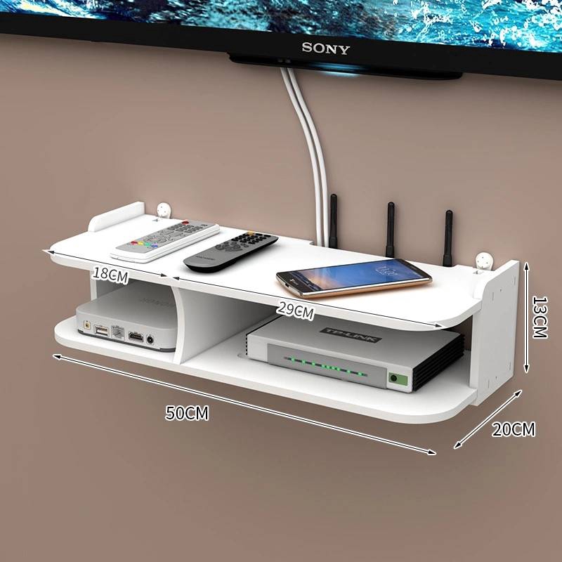TV Top Shelves Router Rack Under Floating TV Shelf, Wall Mount WiFi Router Stand, Settop Box