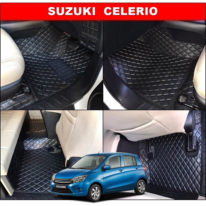ยางปูพื้นรถยนต์SUZUKI CELERIO พรมลายDIAMOND เข้ารูป ตรงรุ่นรถ 12ชิ้น car floor mats cargo liners