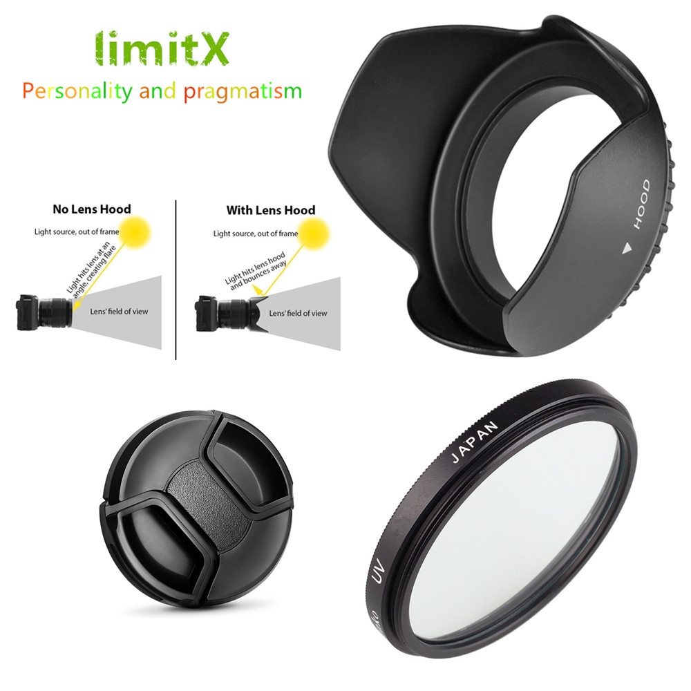 3 In 1 Set Uv Filter Lens Hood Cap For Nikon Coolpix P900 P900s Digital Camera Camera Filters