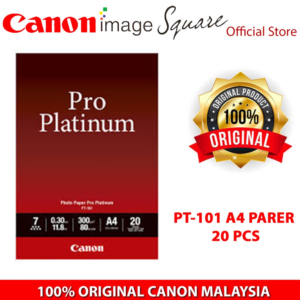 (Ready Stock) Canon Pro Platinum Photo GLOSSY Paper PT101 A4 20 Sheets