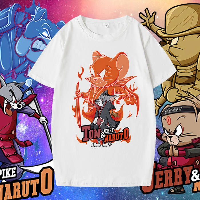 Naruto.เสื้อแฟชั่นผู้ชาย.เสื้อยืดเด็ก.เสื้อแขนยาว Cat and มouse Naruto