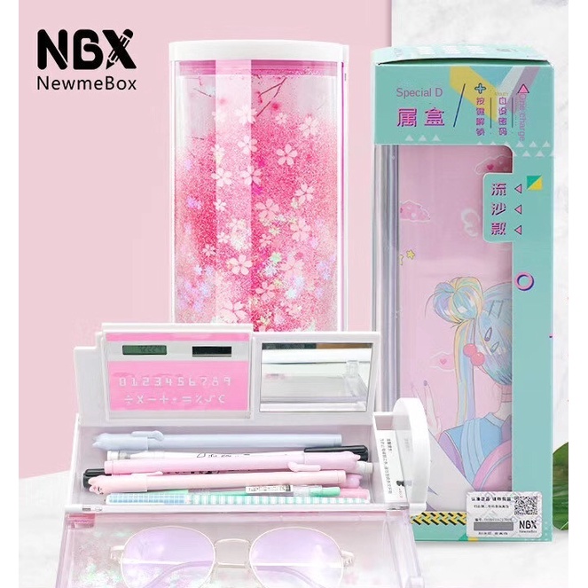 ♨ Combination lock pencil case nbx quicksand stationery box female