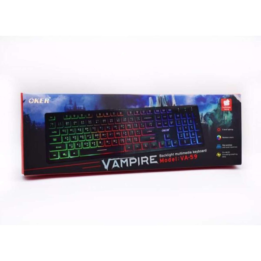 OKER VA59 OKER VAMPIRE KEYBOARD USB MULI BACKLIGHT VA59 มีไฟ Shopee