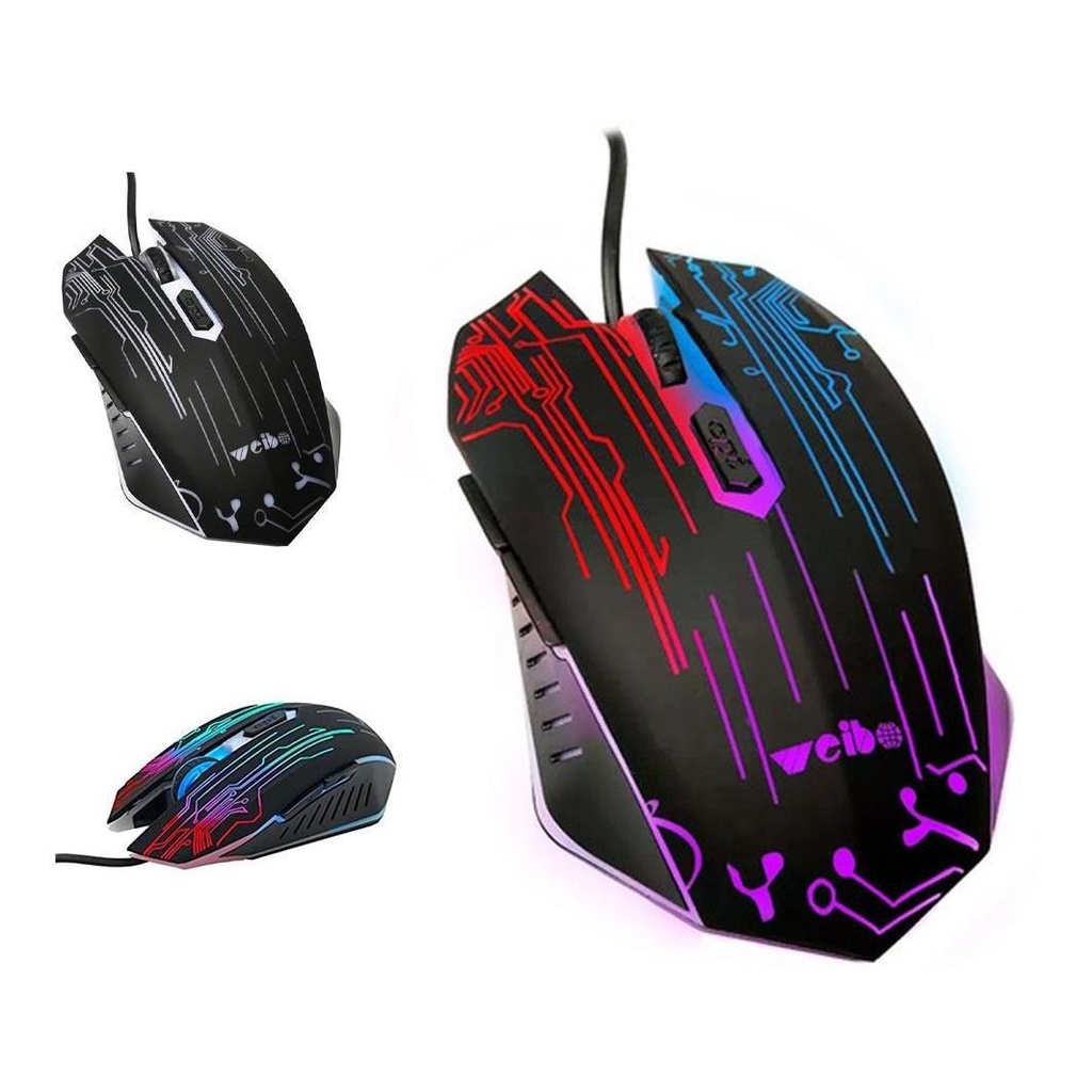 Mouse Gamer Rgb 6d Laser Weibo 3200 Dpi Pc Usb Shopee Argentina