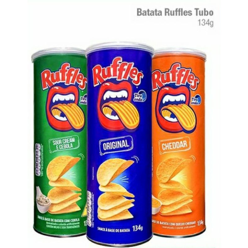 BATATA CHIPS RUFFLES CEBOLA E SOUR CREAM ORIGINAL CHEDDAR TUBO 134g