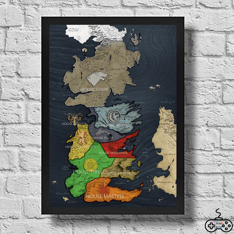 Quadro Decorativo Mapa Westeros Game of Thrones 2 A342x30cm