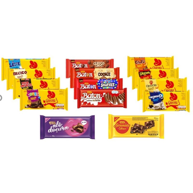 Barra de Chocolate Garoto 90g sabores Shopee Brasil