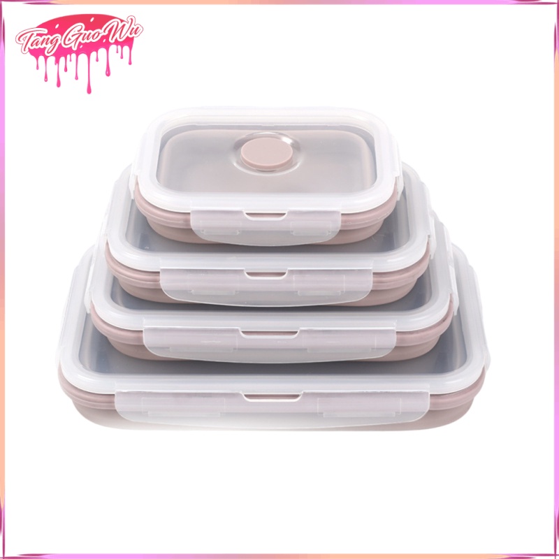 Collapsible Silicone Food Storage Containers With Airtight Lids, 4 Pack