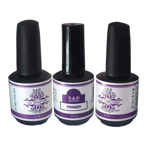 Kit Top Coat Primer Base P/ Gel Uv Da Marca X&d Manicure