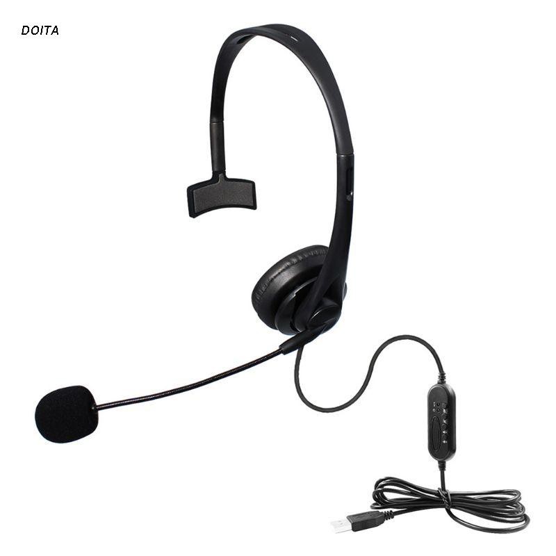 USB Noise Cancelling Microphone Wired Headset Call Centre Office PC