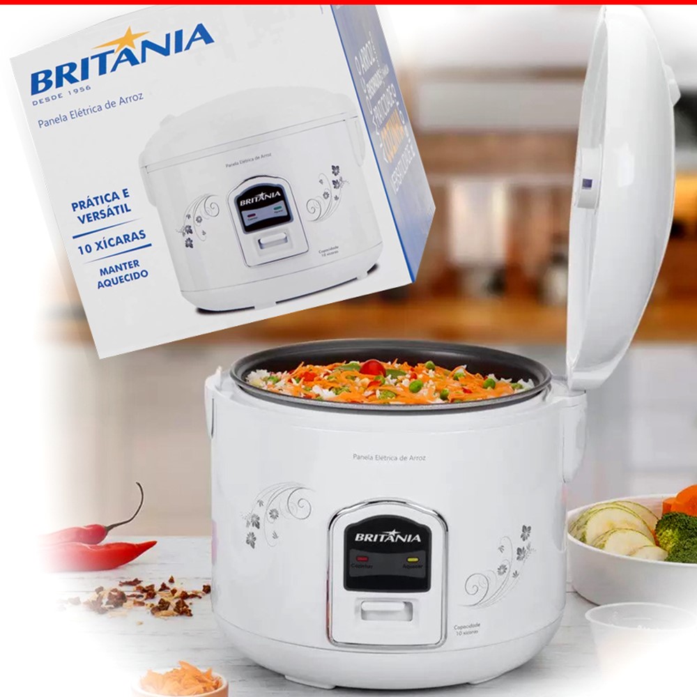 Panela Arroz Elétrica Britânia 10 xícaras Risoto PA8x 220v Legumes e