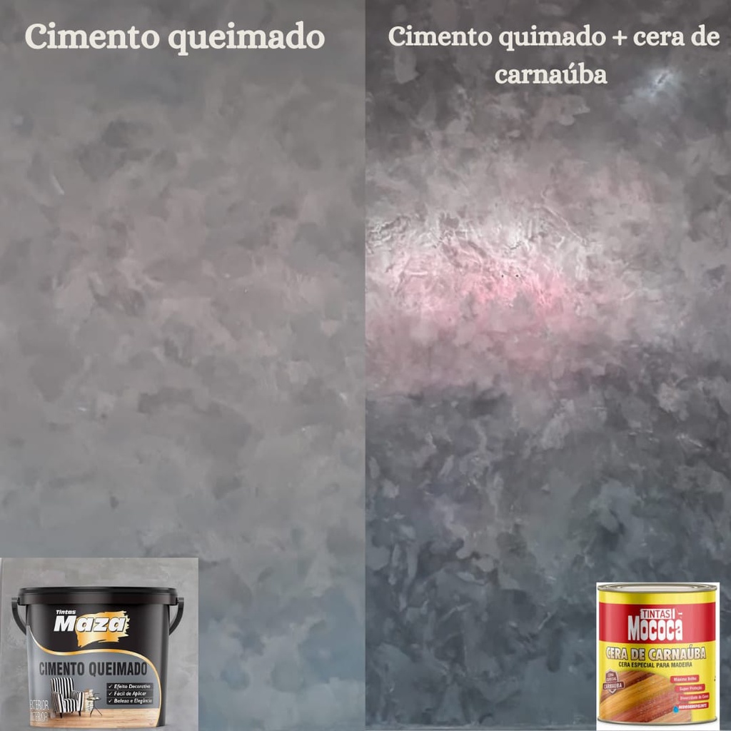 kit Efeito Cimento Queimado Revestimento Maza 5,6kg + Cera de Carnauba