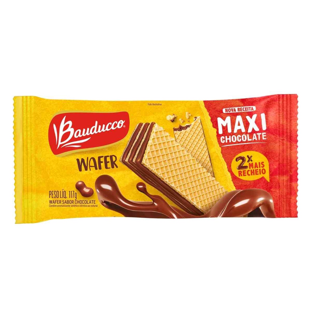 Biscoito Wafer Maxi Chocolate Bauducco 117g Shopee Brasil