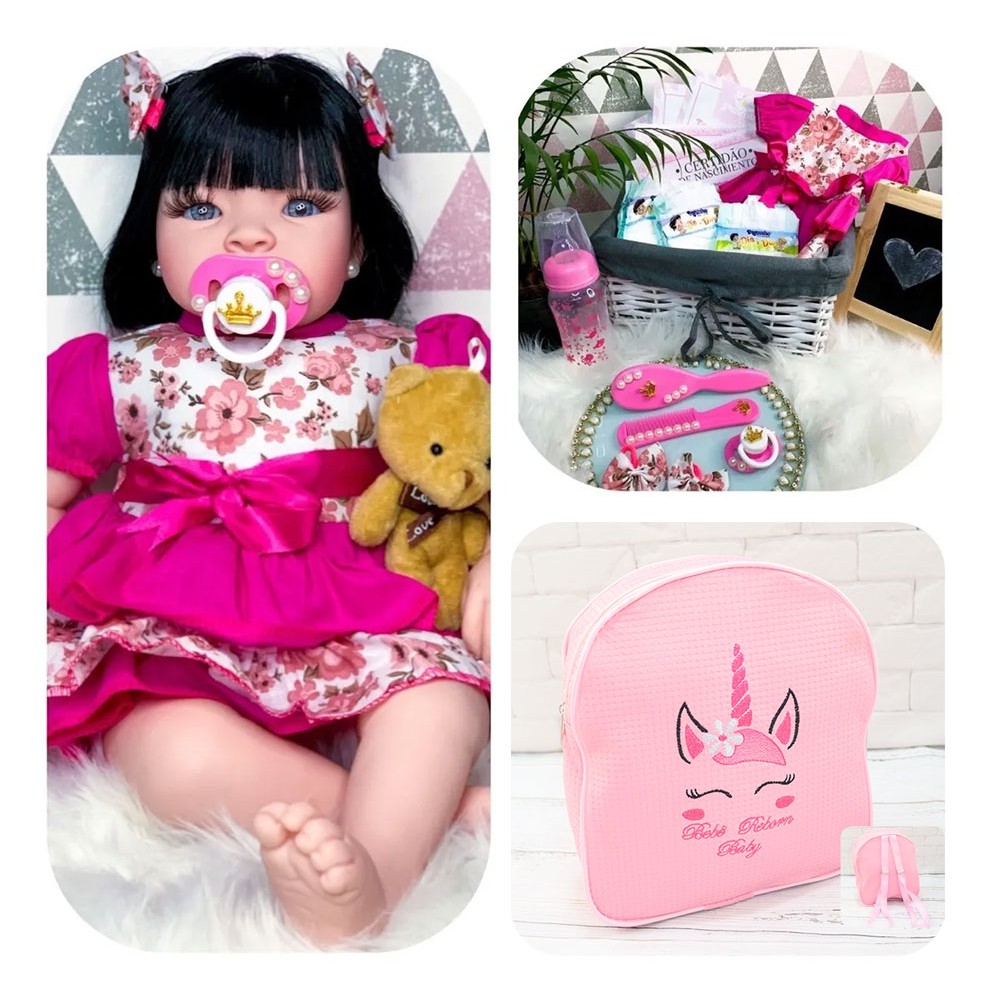 Boneca Bebê Reborn Real Com Acessórios Bolsa Maternidade