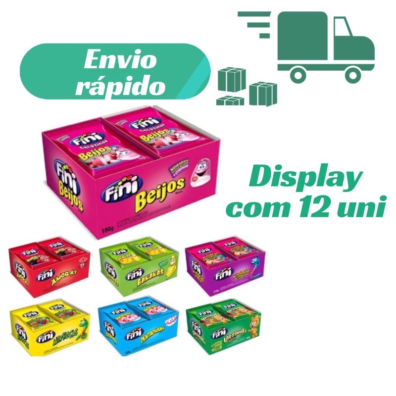 Fini Gelatinas Caixa com 12 unidades de 15g Sabores Variados Sortidos
