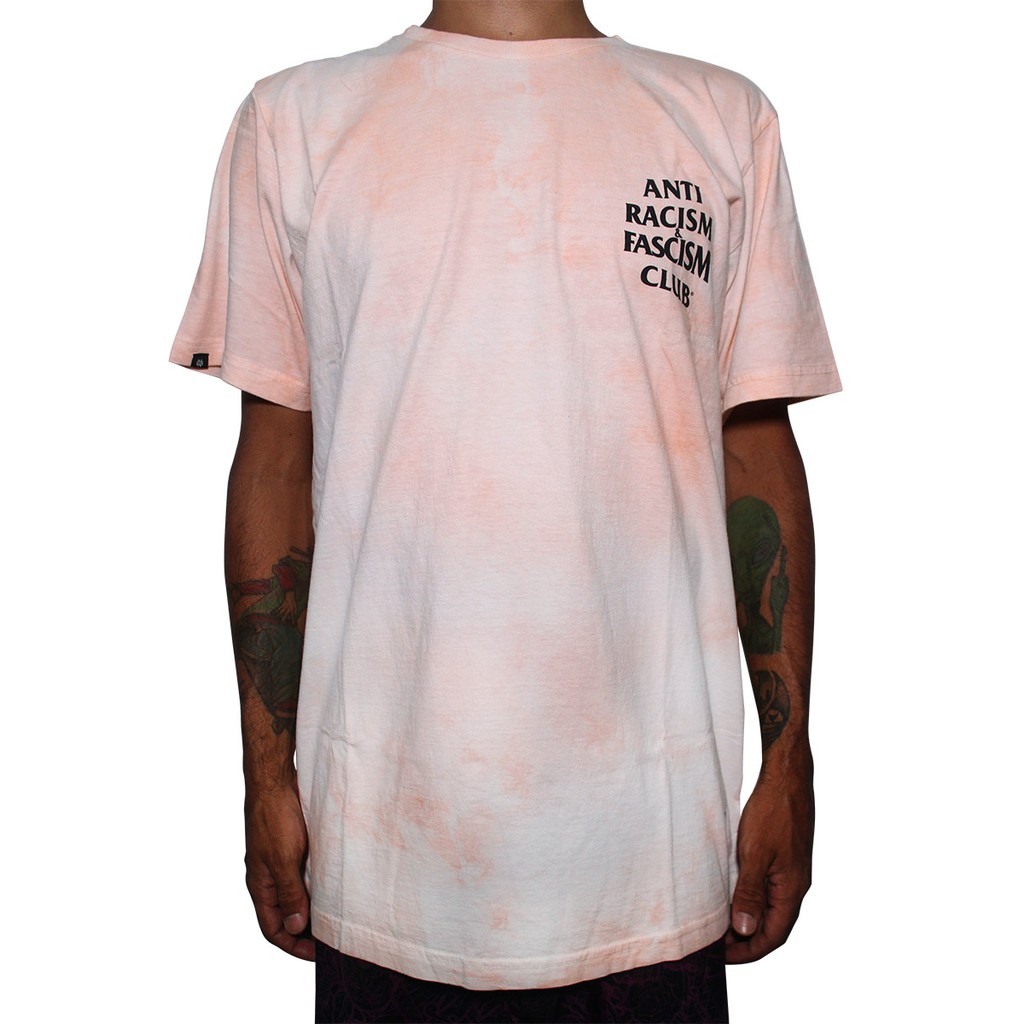 Camiseta Chronic Anti Racism Fascism Club Tie Dye Rosa Shopee Brasil