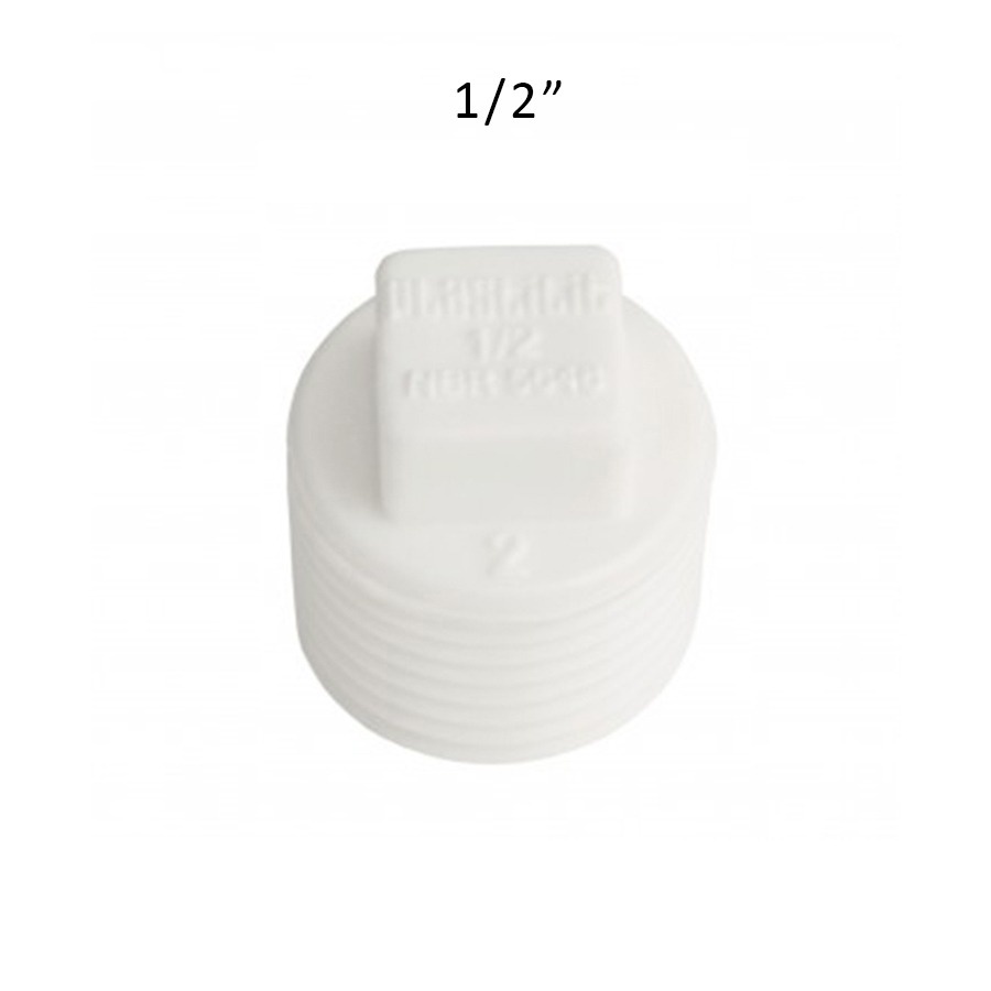 Plug Tampa PVC Roscável para Aguá Fria Branco 1/2 Rosca Plastilit