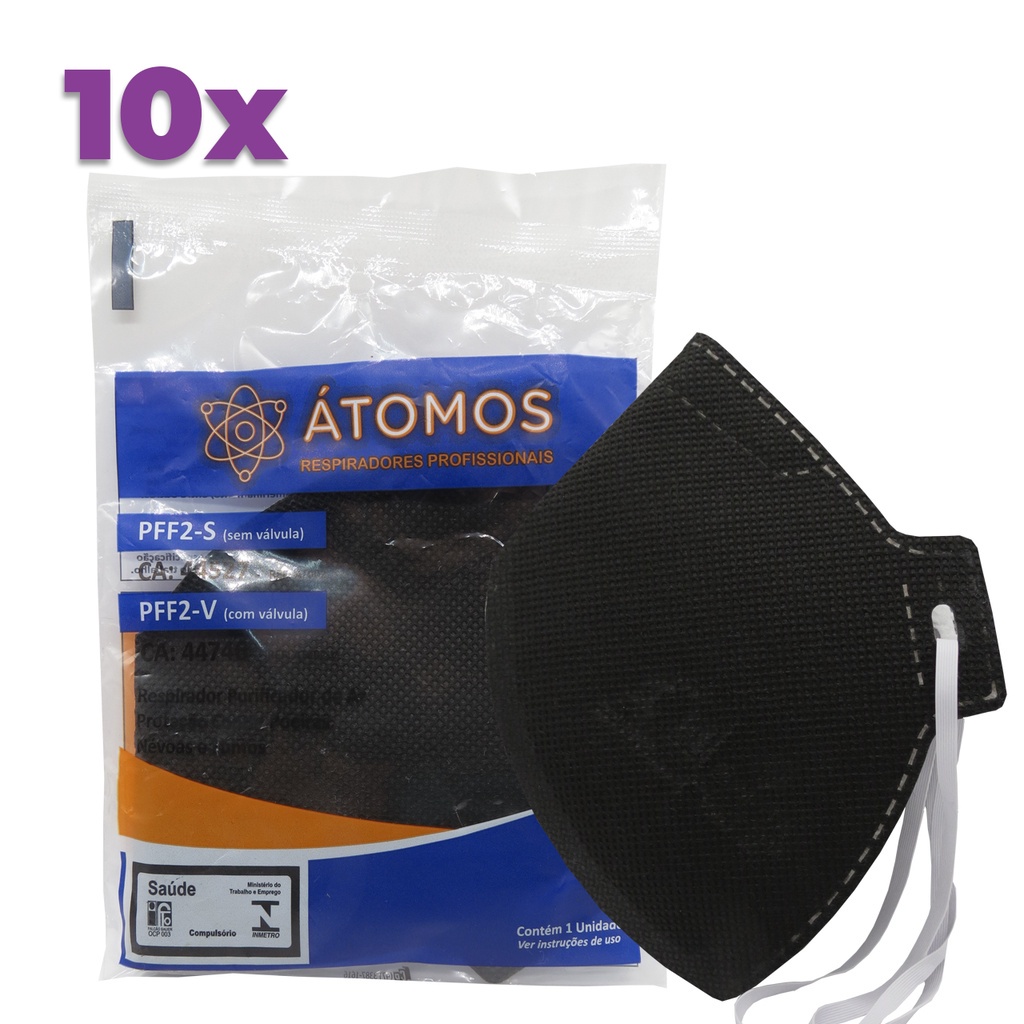 Mascara Respirador Inmetro Hospitalar N95 Pff2 Preta C/10 Escorrega o