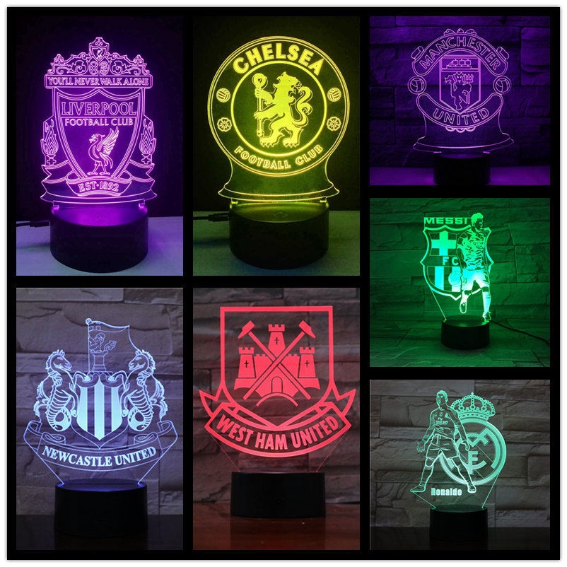 Liverpool Chelsea Manchester Arsenal 3D Night Light FA Football Club