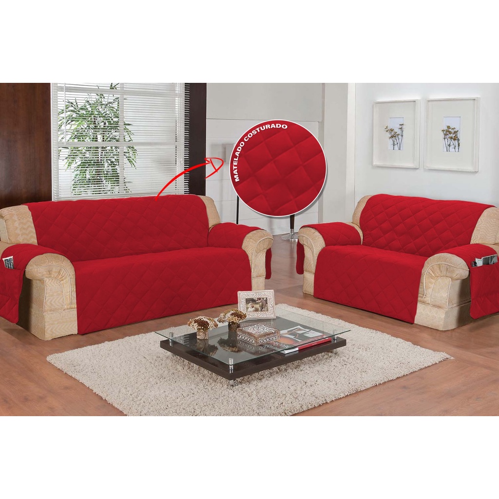 Capa Protetora de Sofá 2 e 3 lugares Vermelho Shopee Brasil