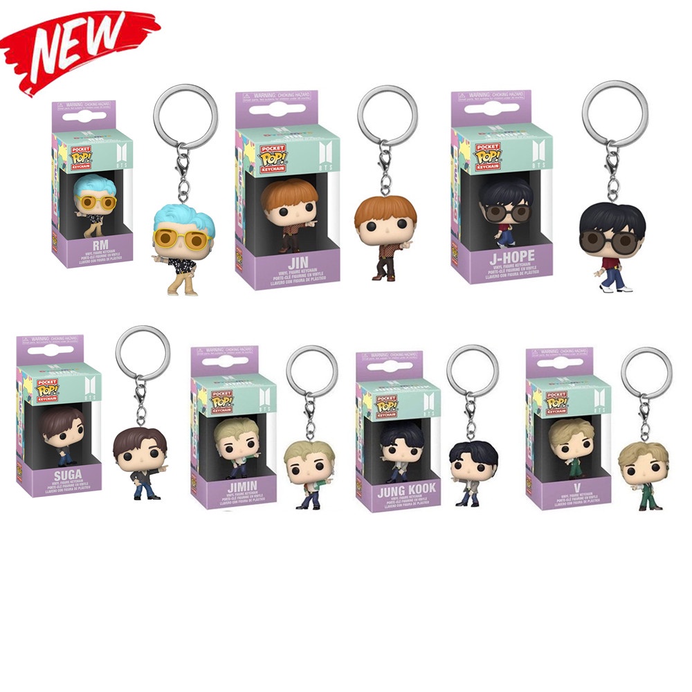 Funko Pop Chaveiro Rocks BTS Dynamite Kpop Keychain Suga RM Jin Jimin V Jung Kook Jhope