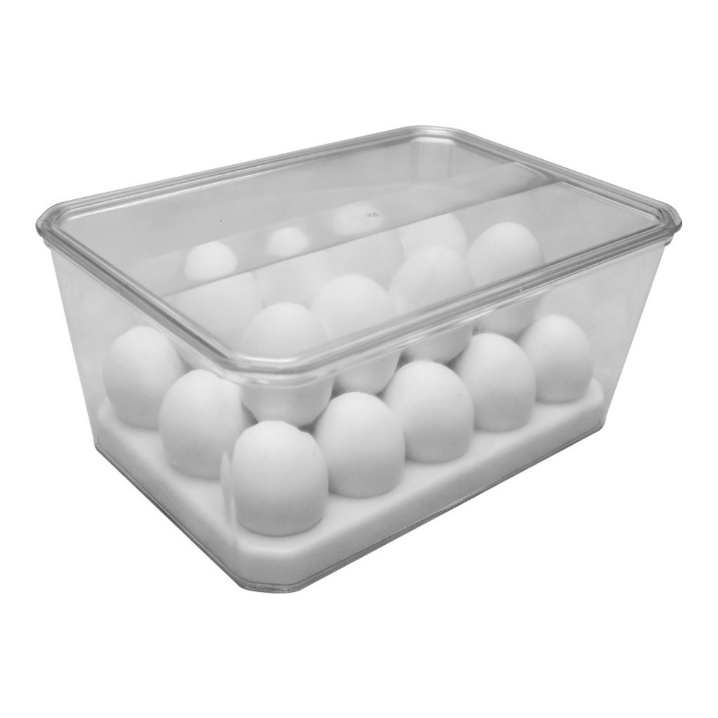 Porta Ovos 30un Organizador de Geladeira Com Tampa Cozinha Refrigerador