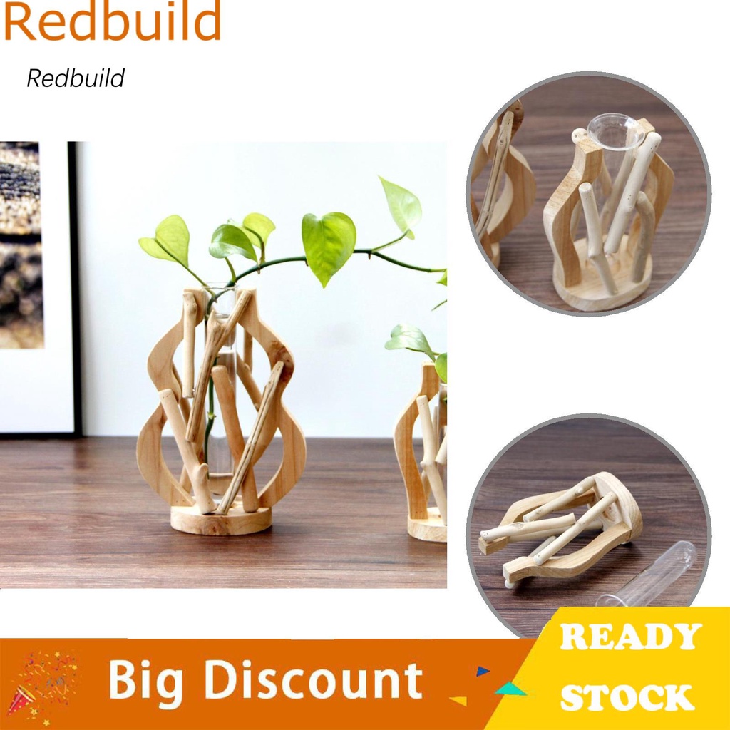 Redbuild Vintage Test Tube Vase Glass Test Tube Vase with Wooden Base