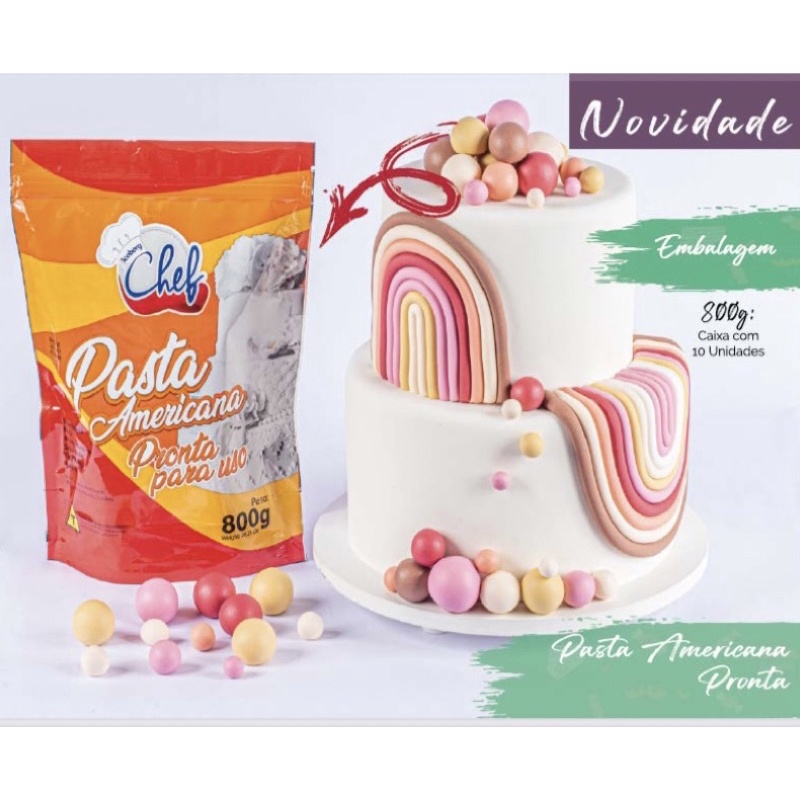 novidade pasta americana branca pronta para uso iceberg 800g para bolos