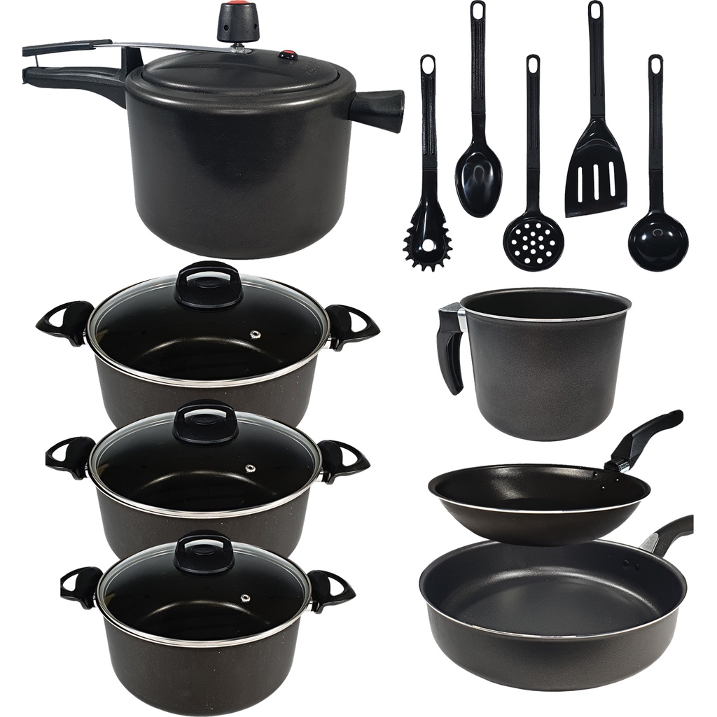 Jogo De Panelas Antiaderente Teflon Com Panela De Pressão 4,5 Litros e