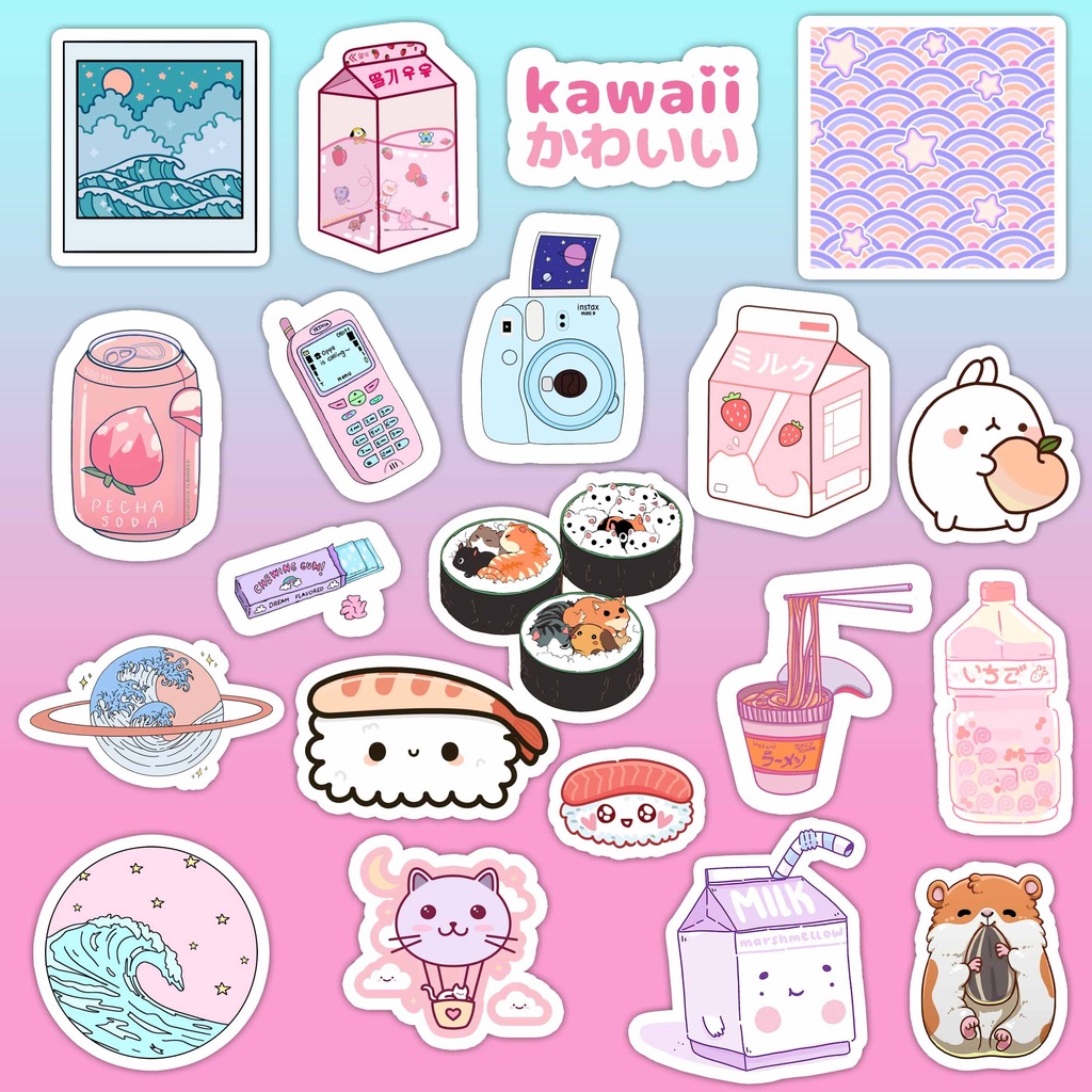 20 Adesivos Stickers Kawaii Kawai Japanese Japão Aesthetic Shopee Brasil