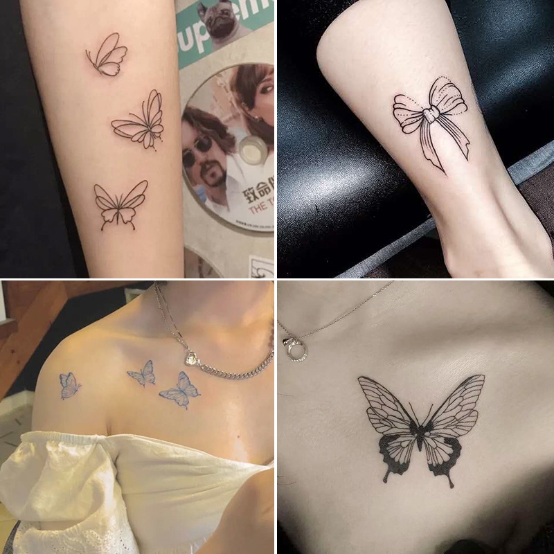 24Pçs Adesivos De Tatuagem Borboleta De Longa Duração À Prova D 'Água / Simulação De Braço / Tatuagem Escura | Shopee Brasil 800_x_800_jpg