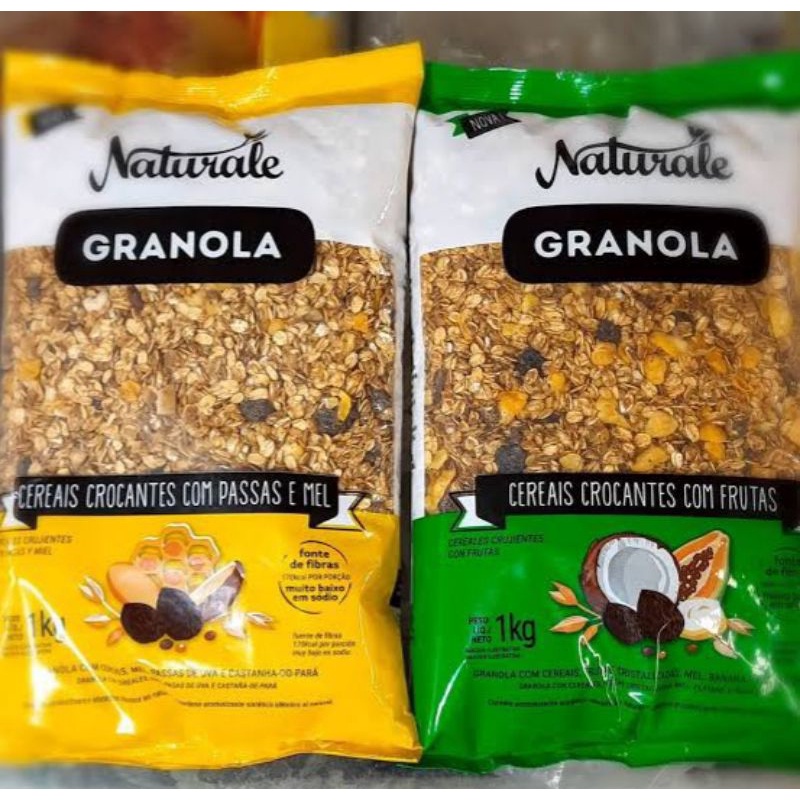 Granola ou Aveia de 1kg Naturale Frutas Crocante Passas Mel Light