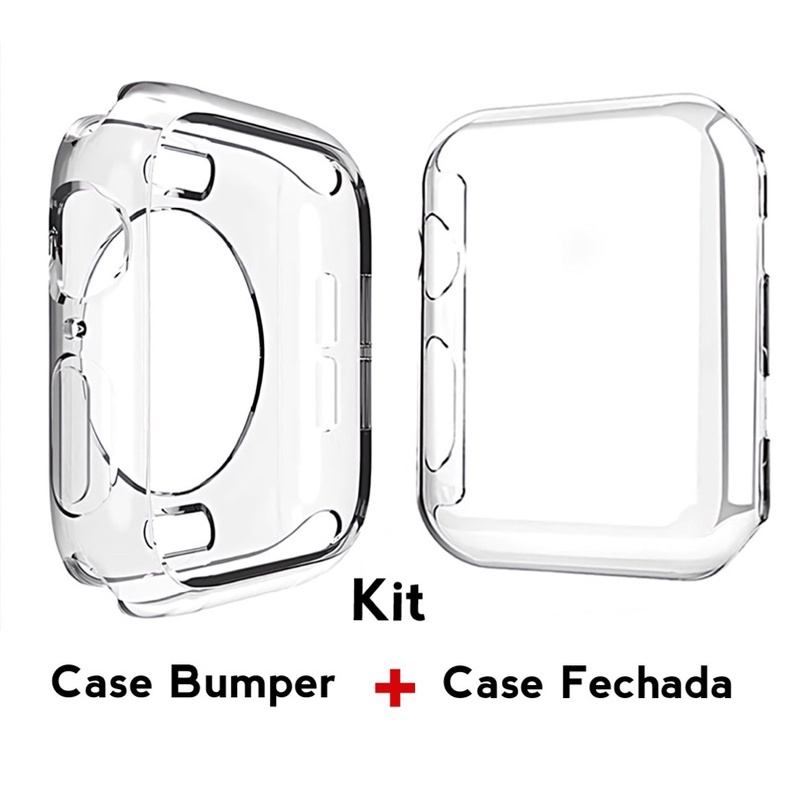 Kit Case Transparente Silicone Fechada + Case Bumper Aberta no Touch