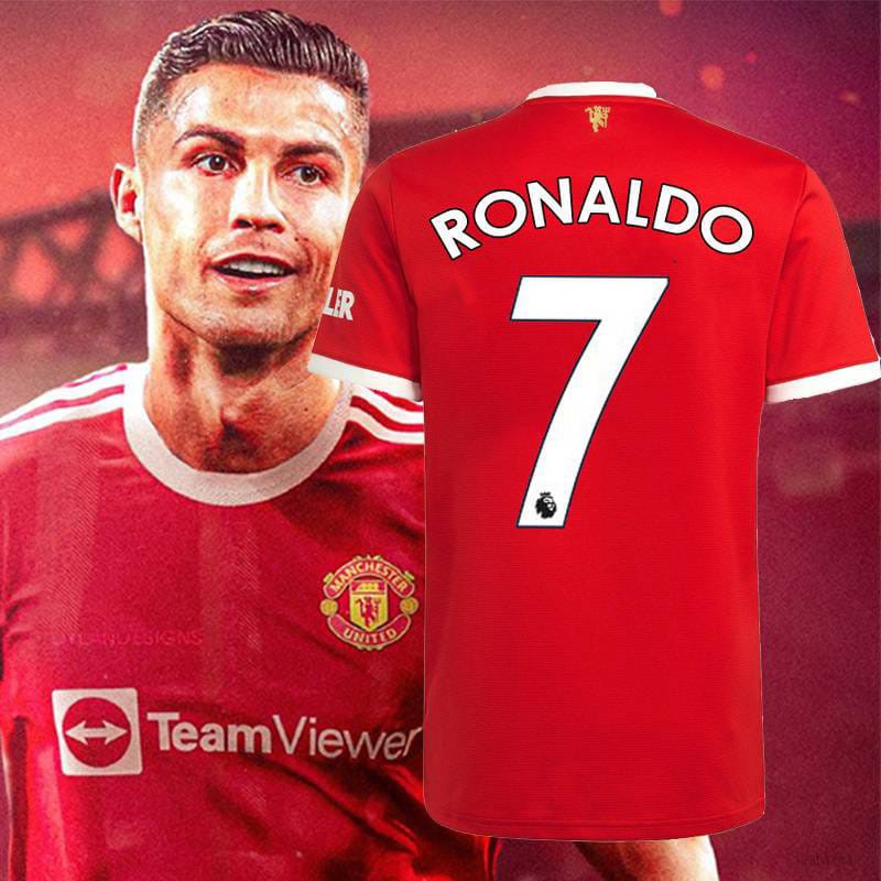 Camisa Manchester United Cristiano Ronaldo Vermelha Preto Azul 2021/22
