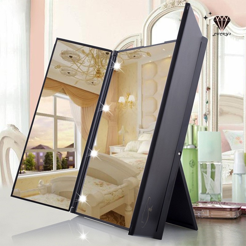 TRI Espelho De Maquiagem Dobrável Com Claro Led Portátil Bolso Compacto Para Viagem Mi Shopee