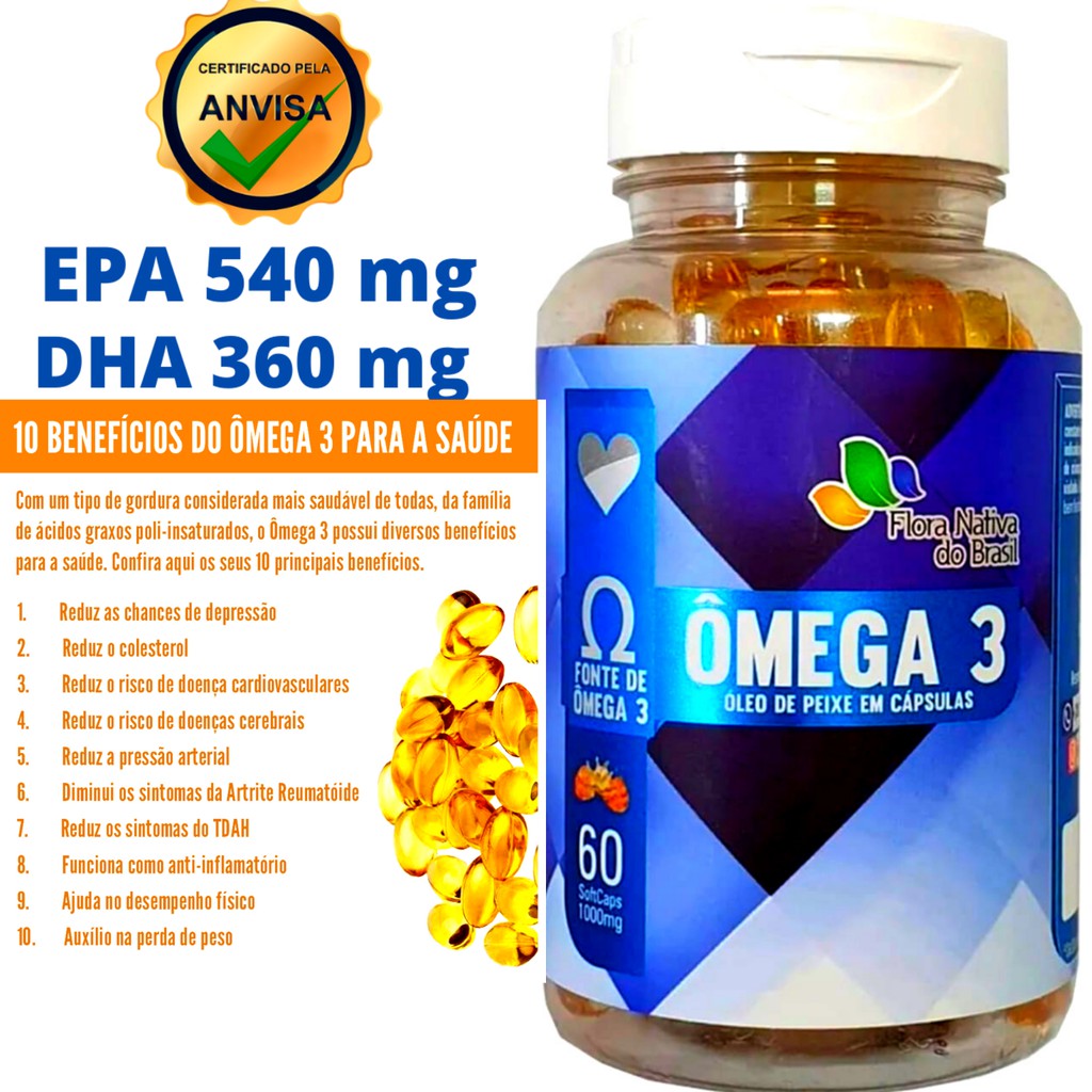 Ômega 3 1000mg 60 cápsulas Original O Melhor do Brasil Shopee Brasil