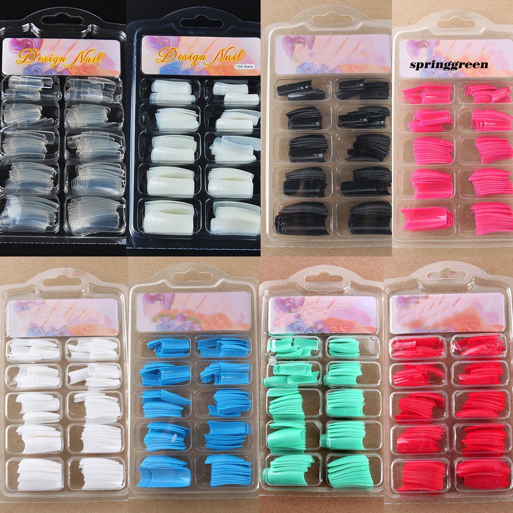 Sp 100pçs Unhas Postiças De Gel Acrílico Francesa Colorida / Pontas De