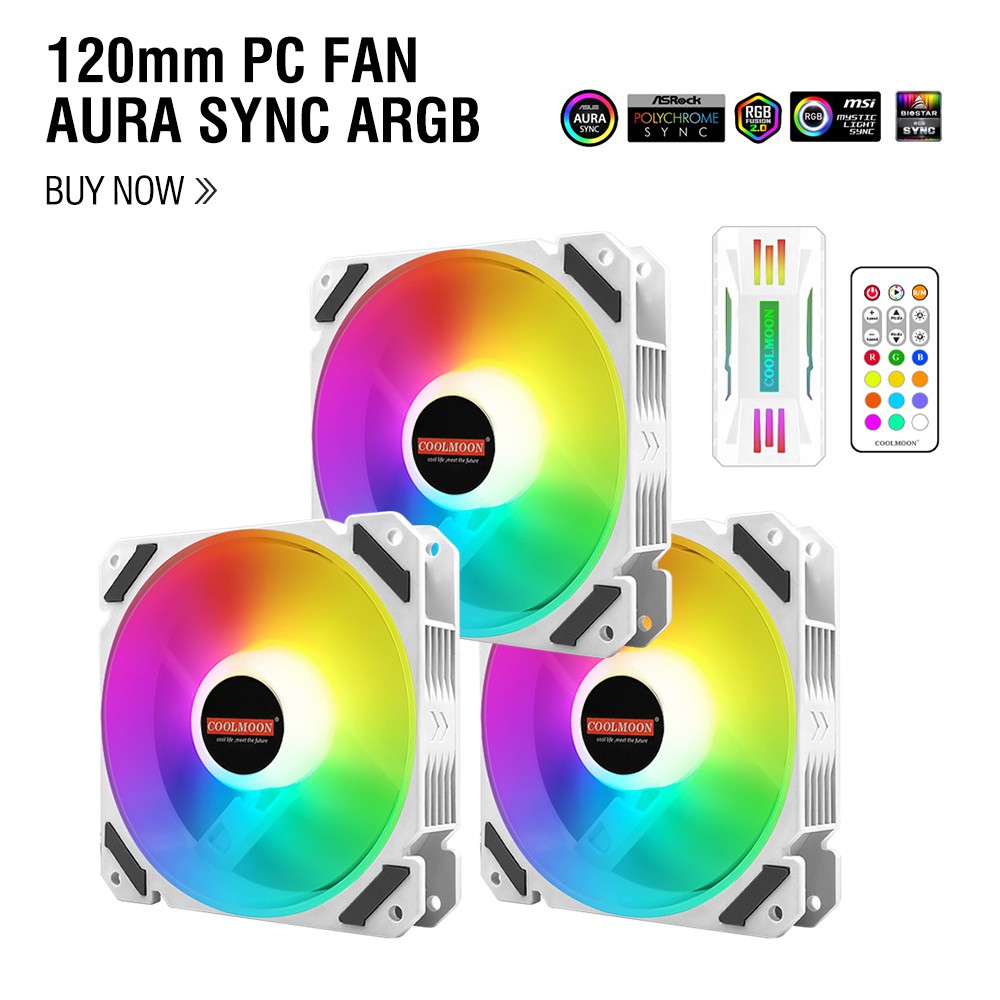 COOLMOON Kit Coolers fan 120mm RGB Cooling fans with Smart HUB Conttrol