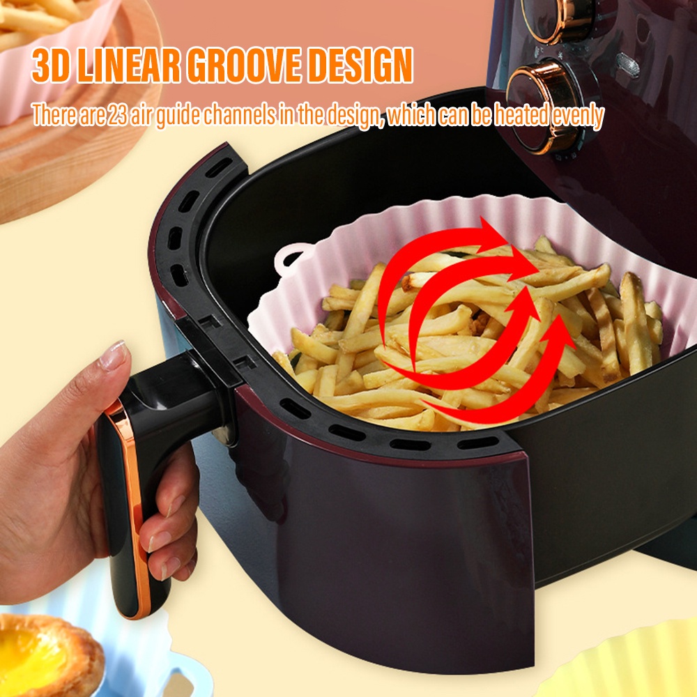 New Silicone Air Fryer Pot Reutilizável Esteira Do Forno Cesta Redonda